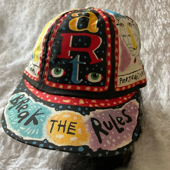 VINTAGE! Fred Babb 90s "Break the Rules" Art theme hat. Never worn. Adjustable. - Picture 2 of 7